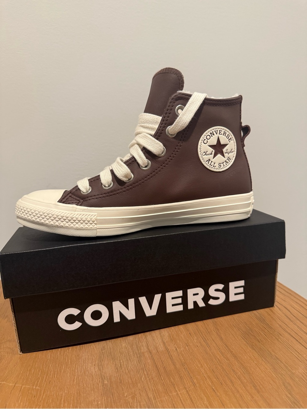 Converse Leather Brown Fur-Lined Hi-Tops